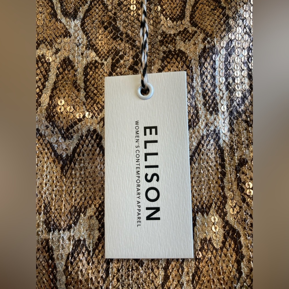 Ellison Copper Snake Print Sequin Asymmetrical Skirt Size S NWT - Picture 5 of 10